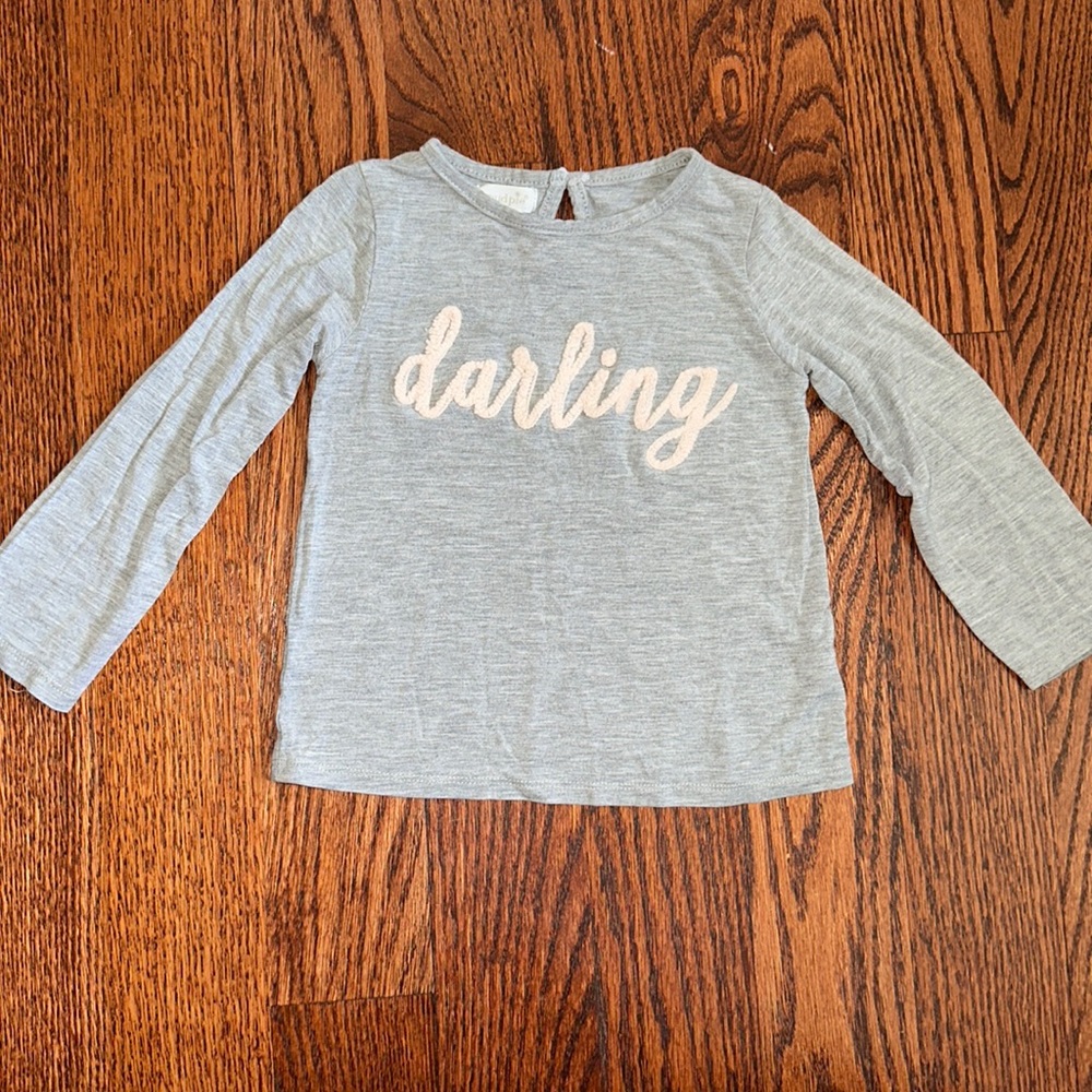 Boutique mud pie “darling” gray shirt - size 24m/ 2T-3T